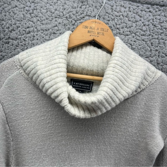 G by Giuliana Black Label Turtle Neck Maxi Open Gray Sweater Dress Medium - Picture 8 of 13